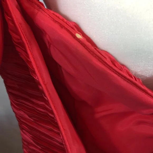 Vintage Lillie Rubin Couture Designer Red Pleated Satin Dress Women’s XS/S 2-4 - Picture 14 of 16